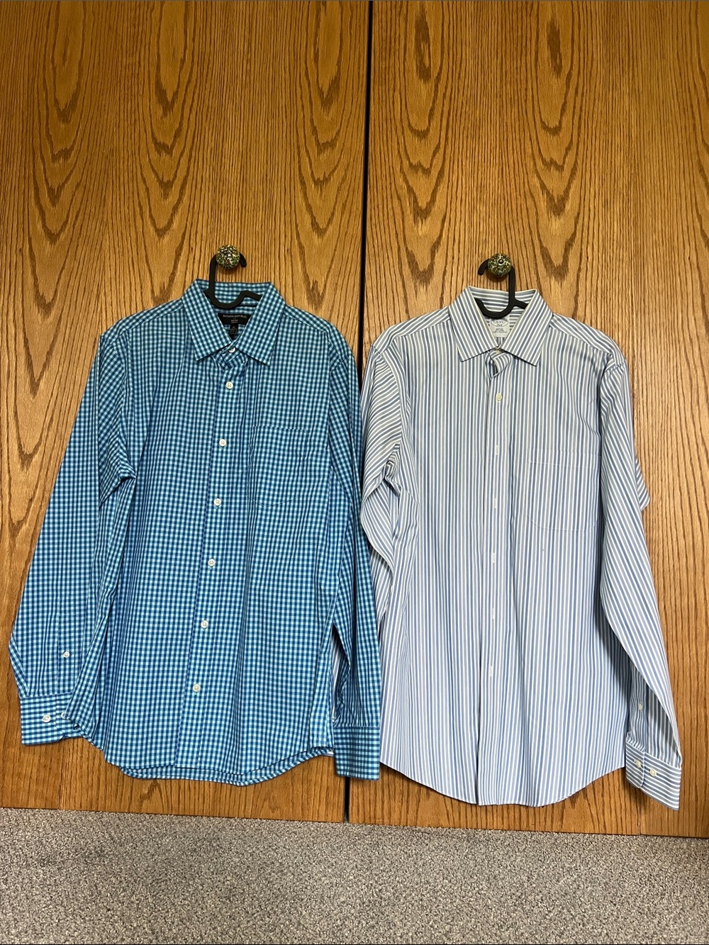 Brooks Brothers Blue Gingham & Blue Stripe Men's Dress Shirts